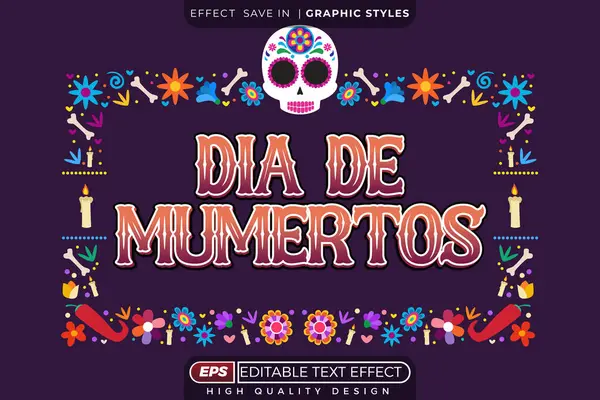 Düzenlenebilir 3D metin efekti dia de muertos Ölüler Bayramı için dekoratif arka plana sahip