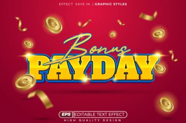 İkramiye ödeme günü düzenlenebilir 3d metin efekti şablonu