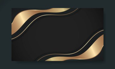Abstract black luxury wave background. Modern background design. golden color. Fluid shapes composition. Fit for presentation design. website, basis for banners, wallpapers, brochure, posters