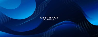 Abstract Blue Fluid Banner Template. Modern background design. gradient color. Dynamic Waves. Liquid shapes composition. Fit for banners