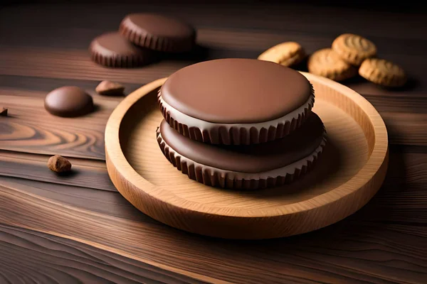 Ein Korb Mit Schokoladenkeksen — Stockfoto