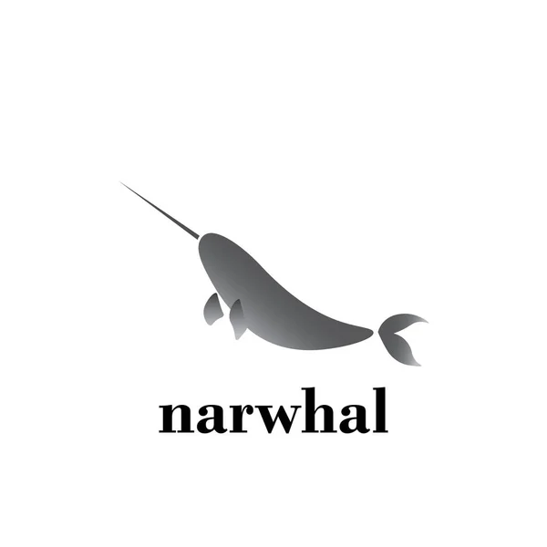 stock vector Narwhal logo design in grey color