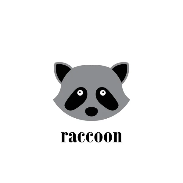 Racoon Logo Design Grey Black Colors — Stock Vector