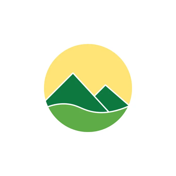 Montanha Logotipo Modelo Vetor Ícone Ilustração Design — Vetor de Stock