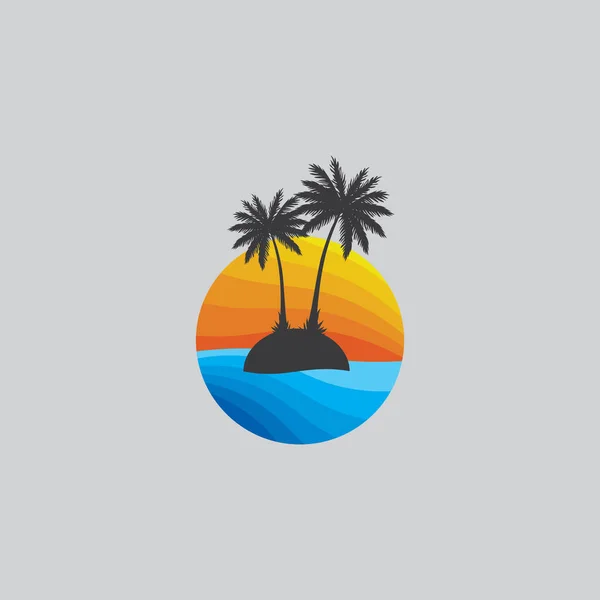 Plaj Logosu Şablon Vektör Resimleme Tasarımı — Stok Vektör