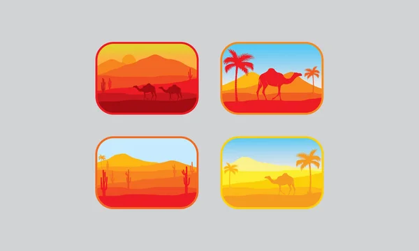 Vector Landscape Illustration Palm Trees Mountains — Stock Vector
