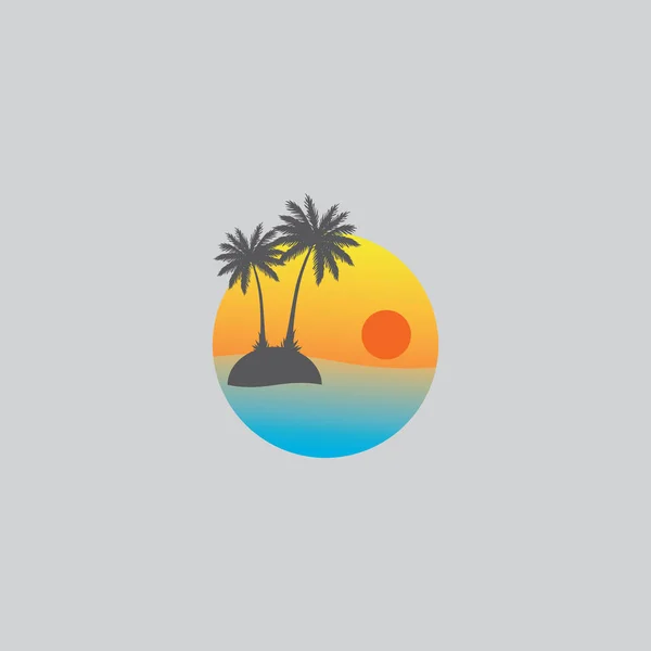Sunset Ikona Vektor Design Ilustrační Šablona Pláž Ilustrace Design — Stockový vektor