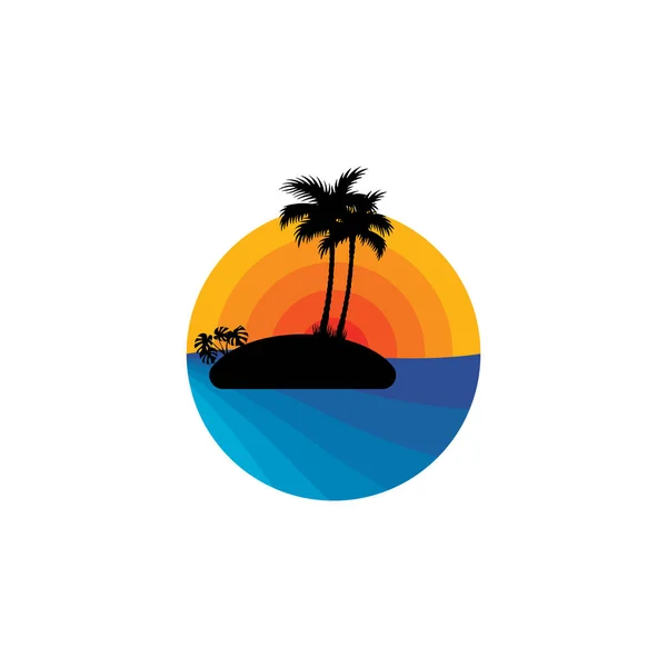 Sunset Ikona Vektor Design Ilustrační Šablona Pláž Ilustrace Design — Stockový vektor