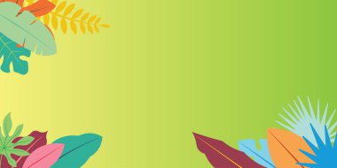 Tropik yapraklar arka planda. Tropik yaz afişi. vektör tasarımı 