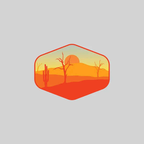 Έρημο Τοπίο Βουνά Και Τον Ήλιο — Διανυσματικό Αρχείο