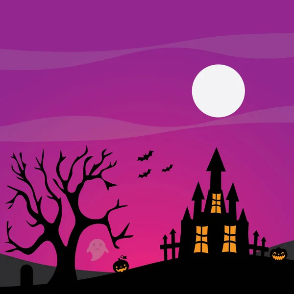 Halloween Notte Scena Vettore Sfondo — Vettoriale Stock