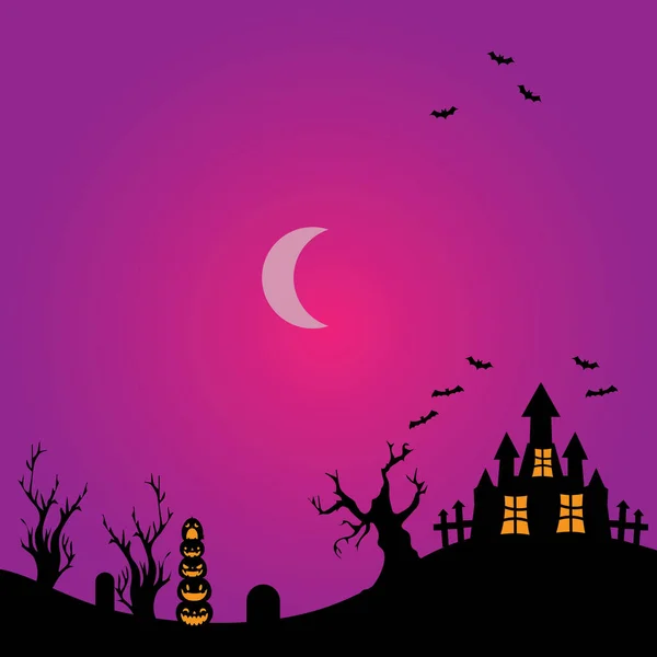 Halloween Notte Scena Vettore Sfondo — Vettoriale Stock