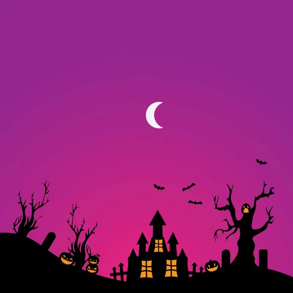 Halloween Nacht Scene Vector Achtergrond — Stockvector