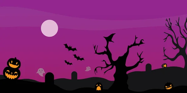 Halloween Noční Scéna Vektor Pozadí — Stockový vektor