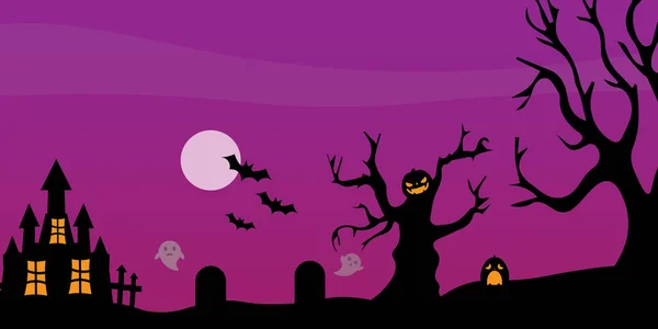 Halloween Noche Escena Vector Fondo — Vector de stock