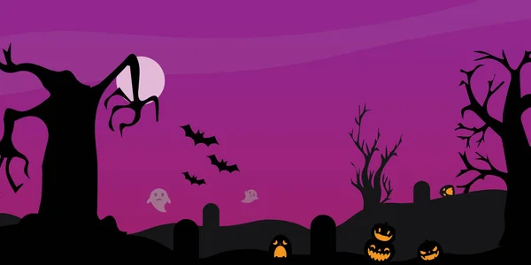 Halloween Nacht Szene Vektor Hintergrund — Stockvektor