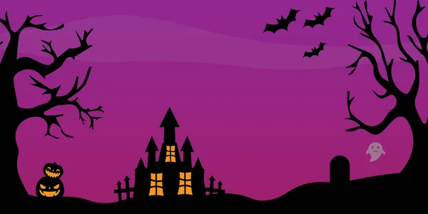 Halloween Nacht Scene Vector Achtergrond — Stockvector