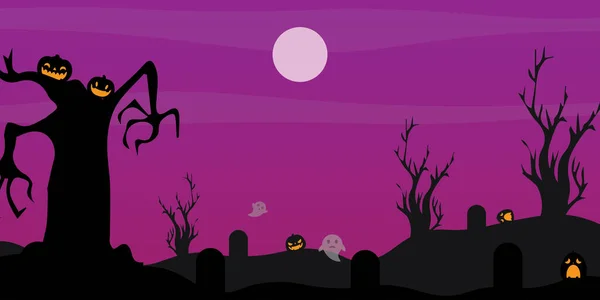Halloween Night Scene Vector Background — Stock Vector