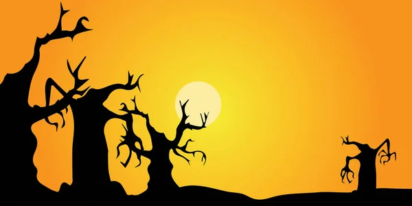 Halloween Hintergrund Kürbisse Und Bäume Auf Dem Boden Vektorillustration Folge — Stockvektor