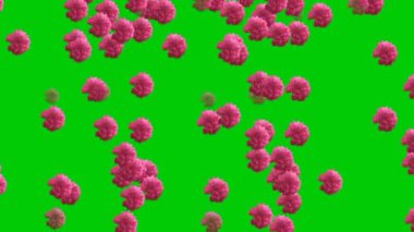 Yeşil arka planda çiçek yağmuru animasyonu.