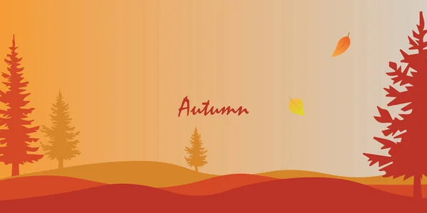 Herbst Wald Und Orangenbäume Vektordesign — Stockvektor