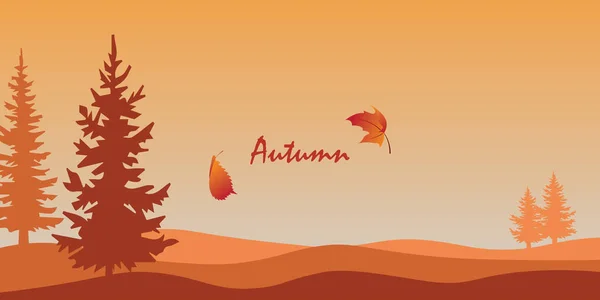 Outono Floresta Laranjeiras Projeto Vetorial —  Vetores de Stock