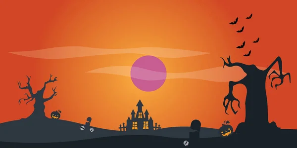 Halloween Background Pumpkins Bats Vector Illustration — Διανυσματικό Αρχείο