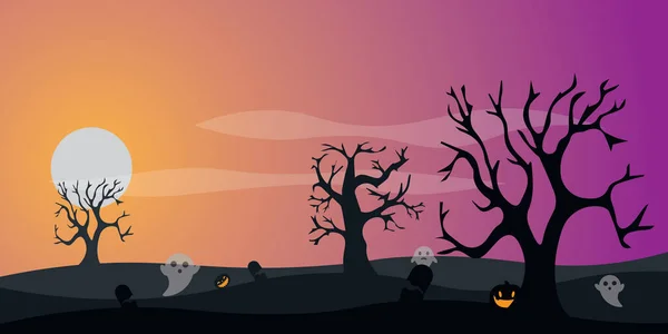 Halloween Background Pumpkins Bats Vector Illustration — Vector de stock