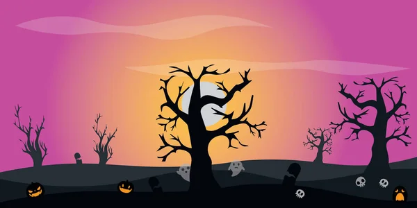 Halloween Background Pumpkins Bats Vector Illustration — Vector de stock