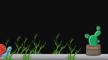 Bahçede yürüyen bir salyangozun animasyon videosu.