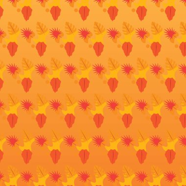 Turuncu arka planda sonbahar akçaağaç yaprakları olan kusursuz bir desen. Yapraklar ve akçaağaç yapraklarıyla sonbahar sezonu arka planı