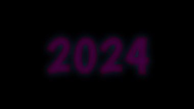 Parlayan 2024 kelimeleriyle neon metin canlandırması.