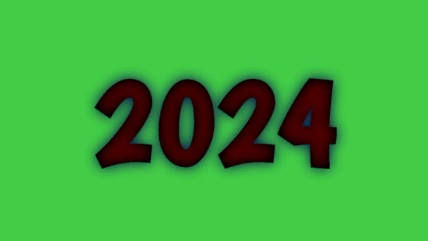 带有2024闪烁其词的霓虹灯文字动画 — 图库视频影像