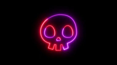 Siyah arkaplanda parlayan neon kafatası simgesi izole edildi. Mutlu Cadılar Bayramı Partisi. Vektör.