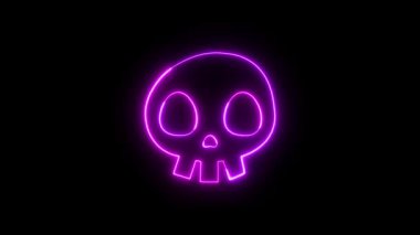 Parlayan neon hattı Skull simgesi siyah arkaplanda izole edildi. Mutlu Cadılar Bayramı Partisi. Renkli taslak konsepti. Vektör.