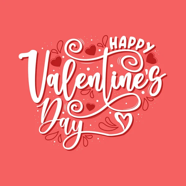 Happy Valentines Day Typography Vector Illustration Heart Shape Vintage Lettering — ストックベクタ