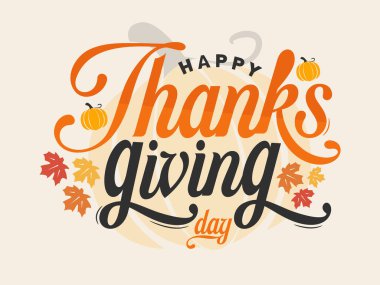 Thanksgiving day vector illustration hand drawing autumn season calligraphy of thanksgiving for greeting cards, template, poster background.