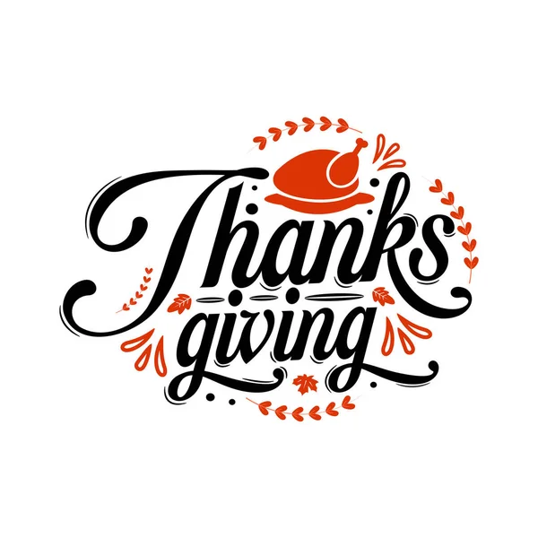 Joyeux Thanksgiving Illustration Écrite Avec Écriture Élégante Calligraphie Saison Automne — Image vectorielle