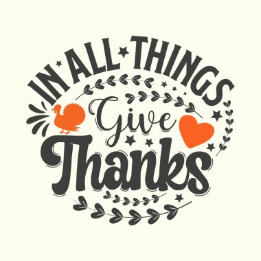 Thanksgiving typographic design illustration greeting card template. 