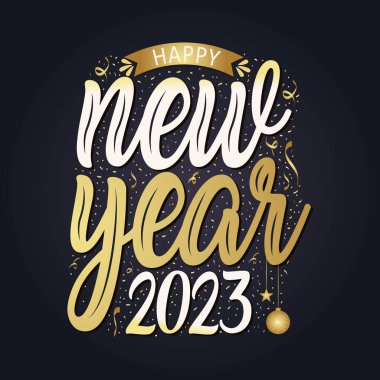 Happy new year fireworks explosionson festive holyday decorative elements on black background vector illustration.