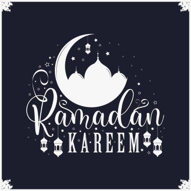 Ramazan Kareem Arap lambası tasarım kartı. Vektör illüstrasyonu, poster ve afiş için arka plan dekoratif süslemesi.