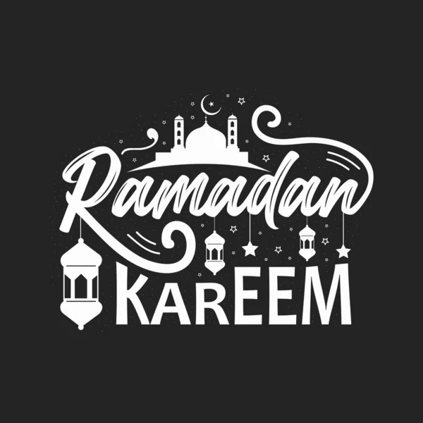 Tipografía Ramadán Kareem Ilustración Caligrafía Vectorial Tarjeta Felicitación Manuscrita Invitación — Vector de stock