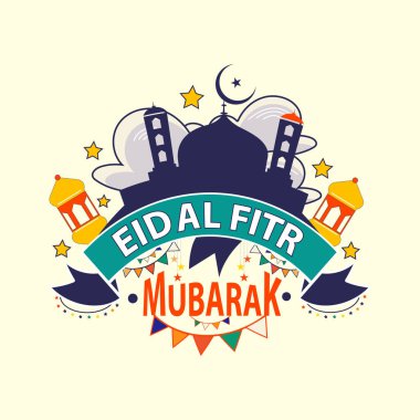 Kurban Bayramı Mübarek vektör elementleri vektör illüstrasyonlu tebrik kartı.