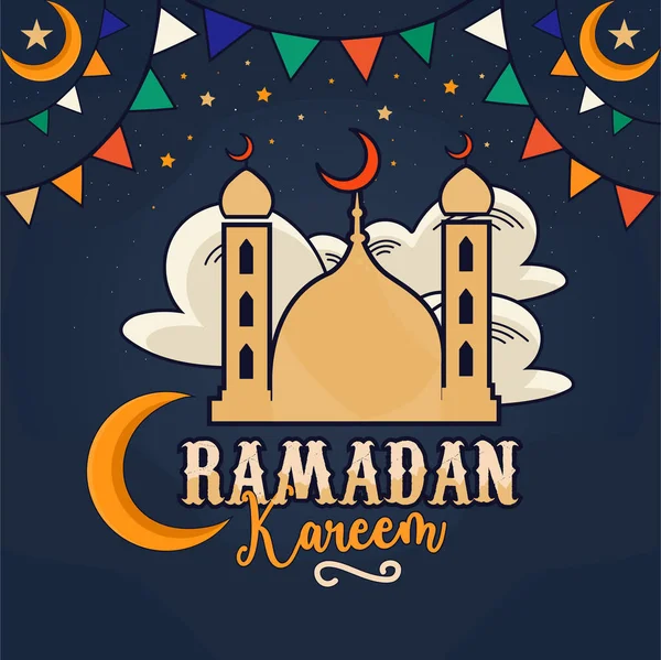 Dibujado Mano Ramadán Kareem Ilustración Para Celebración Del Mes Santo — Vector de stock