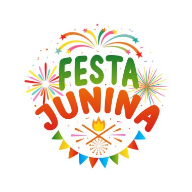 Festa junina geçmişi. Parti festivali Serbest Vektör illüstrasyonunun renkli tasarımı için kutlama