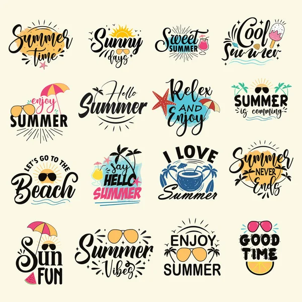 Καλοκαίρι Εισαγωγικά Ετικέτες Λογότυπα Χειροποίητα Ετικέτες Και Στοιχεία Αστείο Καλοκαίρι — Διανυσματικό Αρχείο