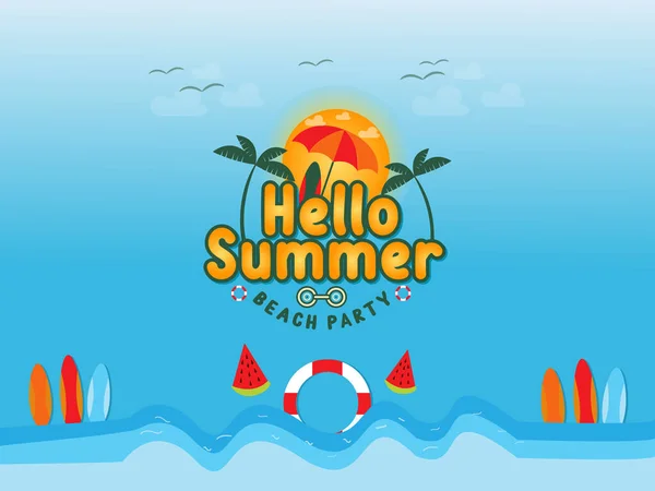 Hello Summer Shirt Design Colorful Summer Background Vector Illustration Beach — Stock Vector