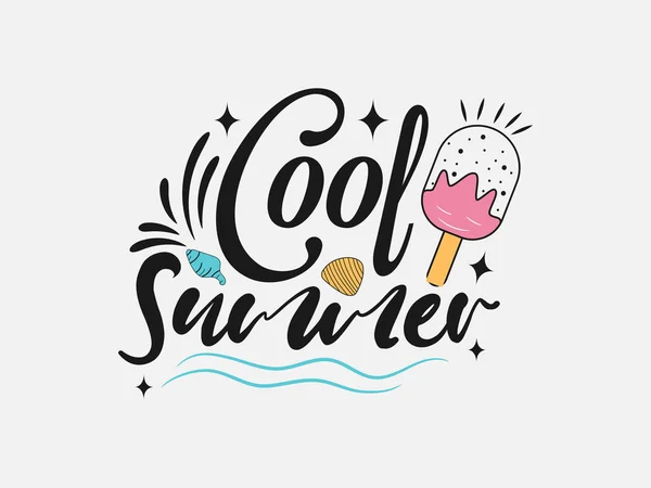 Cool Summer Vector Illustration Background Fun Quote Hipster Design Logo — Stock Vector