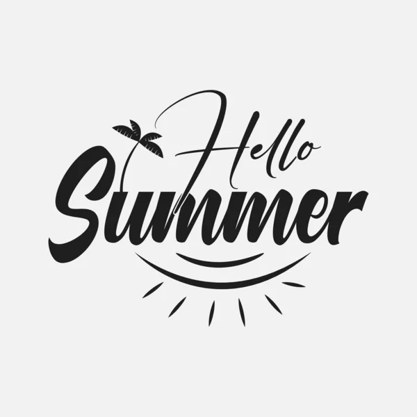 Hello Summer Vector Illustration Background Fun Quote Hipster Design Logo — Stock Vector