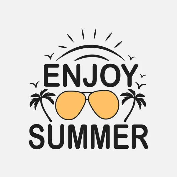 Enjoy Summer Brush Lettering Vector Illustration Handwritten Words Isolated White — Stock Vector